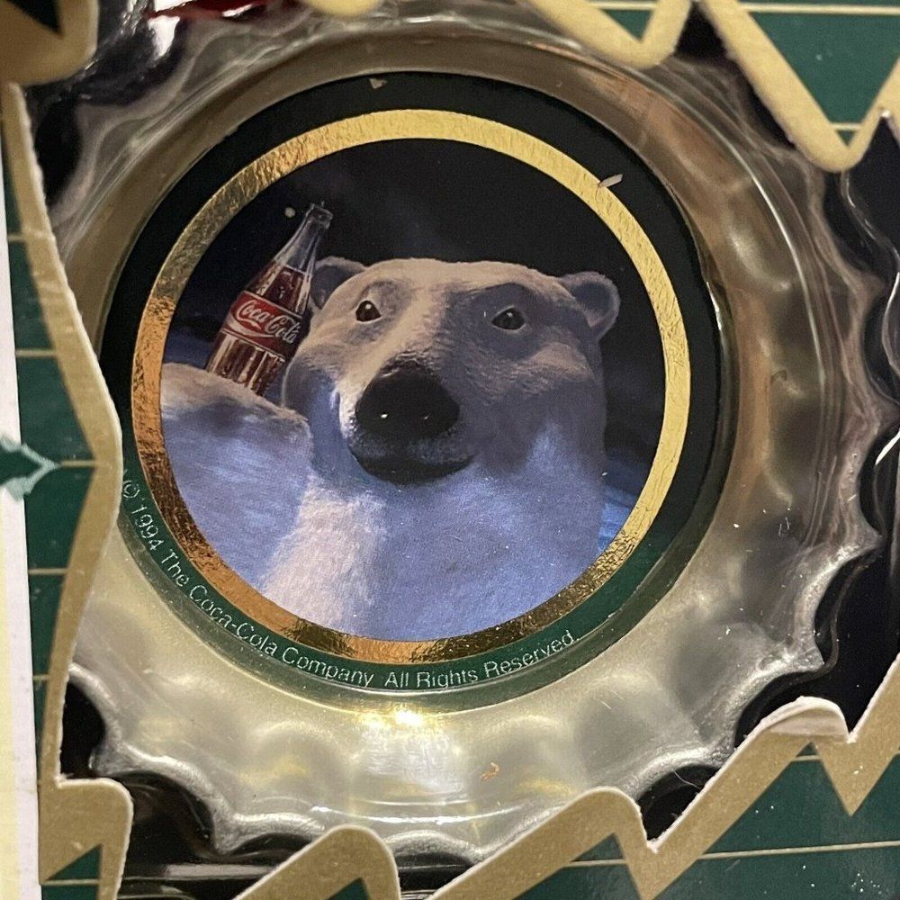 Vtg Coca-Cola Bottle Cap Trim-A-Tree Polar Bear Soda Holiday Christmas Ornament